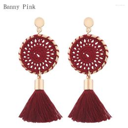 Stud Earrings Bohemia Cotton Tassel Pendant Studs For Women Ethnic Statement Post Fashion Jewellery Pendientes Chunky