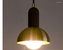 Pendant Lamps Simble Nickel Brushed Metal Shade With Wood Handle Cord Hanging Light E27 Edison Bulb For Loft Bar Cafe Bedside Lamp