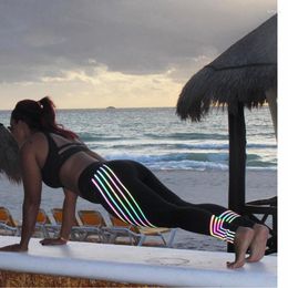 Active Pants Leggins Sport Women 8 Colour Fitness Yoga Stripe Print Running Tights Femme Gym Compression Jogging Slim
