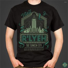 Men's T Shirts Rlyeh - The Sunken City H.P. Lovecrafts Call Of Cthulhu Inspired Mens Horror Themed T-shirt Screen Printed By Hand Geek Gift