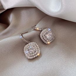 Dangle Earrings Silver Color With Bling Zircon Stone For Women Cute Fashion Jewelry 2023 Korean