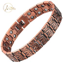 Chain Men Vintage 9995% Pure Copper Pain Relief Bracelet Double Row Ultra Strength Magnetic Therapy Health Care Hand Jewellry 230511