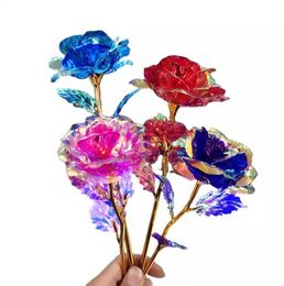 DHL 24K Goldfolie Rose Blume LED Leuchtende Galaxie Muttertag Valentinstag Geschenk Mode Geschenke I0511