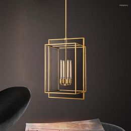 Pendant Lamps American Retro Dining Room Bedroom Cloakroom Stairs All Copper Chandeliers Simple Modern Light Luxury