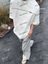 xinxinbuy Men designer Tee t shirt 23ss stripe print Milan short sleeve cotton women Gray white black XS-L