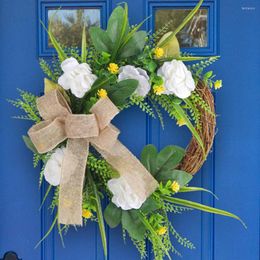 Decorative Flowers Beautiful Bright-colored Hanging Garland Anti-fading Door Rattan Ring Wreath Wedding Ornament Create Vitality
