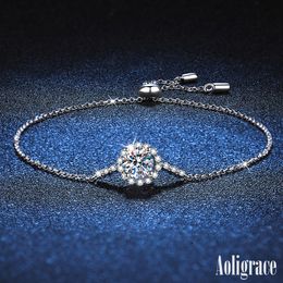 Aoligrace 1 CT Moissanite Bracelet for Women S925 Silver 18K White Gold Plated Luxury Jewellery Gift for Birthday