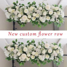 Decorative Flowers 100CM Road Cited Artificial Flower Row Wedding Supply Rose Peony Wall Iron Arch Backdrop Arrangement Fake Decor DIY