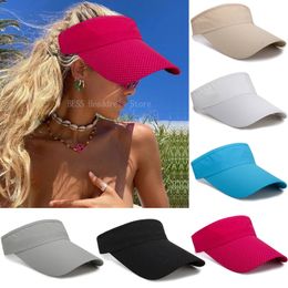 Wide Brim Hats Bucket Hats Summer Breathable Air Sun Hats Men Women Adjustable Visor UV Protection Top Empty Solid Sports Tennis Golf Running Sunscreen Cap 230511