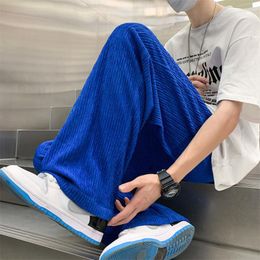 Men's Pants Summer Ice Silk Men Fashion Oversized Wide Leg Japanese Streetwear Hip Hop Loose Pleated Mens Trousers