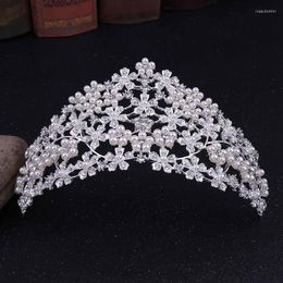 Hair Clips Bride Wedding Accessories Rhinestone Pearls Headbands For Women Retro Tiaras And Crowns Hairbands Headpieces FORSEVEN