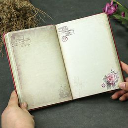 Notepads Retro flower diary hand ledger Chinese style student notebook full-color page notepad book 230511