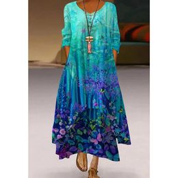 Casual Dresses Floral Elegant Long Dress Women Fashion Summer Beach Evening Party Dresses Casual Maxi Dress Long Sleeve Flower Butterfly Faldas 230511