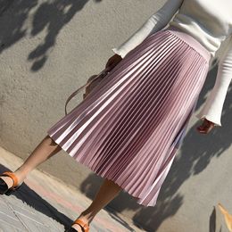 Skirts Women Summer Pleated Skirt Boho White Long Skirt Saias High Waist Women A-Line Pink Skirt Khaki Saia Longa Falda Jupe 230511