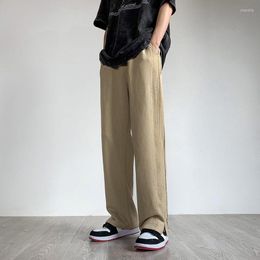 Men's Pants Casual Men Chic Fashion Korean Style Straight High Waist Streetwear All-match Student Loose Wide Leg A77