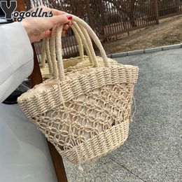Evening Bags Large Capacity Beach Womens Straw Natural Woven Handbag Hollow Designer Female Basket Shoulder Bohemian bolsa 230510