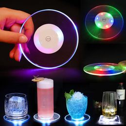 Creative LED Coaster Bar Cocktail Flash Base Luminescent Mats Crystal Ultra-Thin LED Light Coaster For Bar Table Decoration Accessories