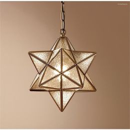 Pendant Lamps Minimalist American Style Copper Star Light For Bedroom Bar Hallway And Balcony Lighting