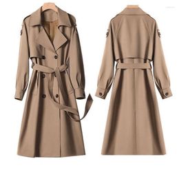 Women's Trench Coats Double Breasted Windbreaker Women's Mid-Long 2023 Autumn High-End Temperament Overknee Coat Femme Belt