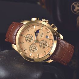 Men's new top designer luxury quartz watches fashion six hands 41mm luminous calendar belt brand watches