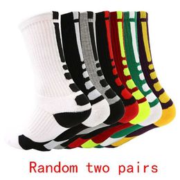 Sports Socks 2 Pairs Mens High-Top Towel Bottom Athletic Socks Terry Thickened Non-Slip Basketball Socks Knee High Socks P230511