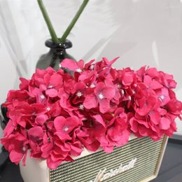 Decorative Flowers 10pcs Fuchsia Wholesale Silk Hydrangea Head With Stem Artificial For Wedding Home Decoration