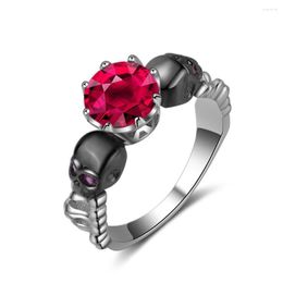 Cluster Rings Design Punk Skull Women Colourful Gem Personality For Fashion Simple Jewellery