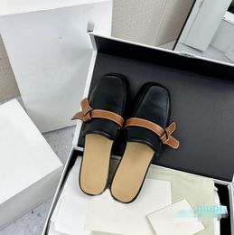 Casual Shoes Women slippers Sandals Flat Calfskin Milk Colour Bow Tie Ladies Summer leather sandals