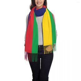 Scarves Women Mauritius Flag Scarf Winter Shawls Thin Wrap Lady Tassel Warm Hairy Bufanda