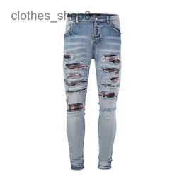 designer jeans Men's Jean Amirres Denim Mens Pants OFF High Street Autumn and Winter New Embroidery Patch Hole Stretch Jeans for Men Women 3SIL