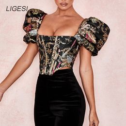 Women's Blouses Shirts Puff sleeve black vintage blouses top women Embroidered elegant blouse shirt winter Sexy corset crop short clothes 230510