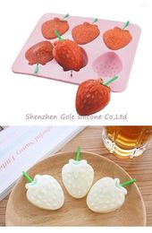 Baking Moulds 100pcs/lot 6 Cups Strawberry Shape Silicone Lollipop Mould Ice Tray Chocolate Lattice Bakeware CakeTools