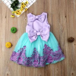 Girl Dresses 2023 Children Summer Clothing Flower Kids Baby Bow Pageant Party Princess Formal Gown Tutu Dress Lace Chiffon Costume 6M-5T