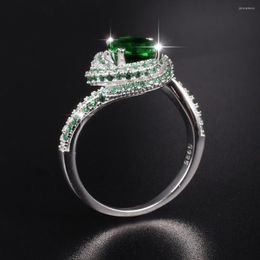 Cluster Rings Promotion!!! Real Solid 925 Sterling Silver Wedding Jewelry For Women Natural Green Gemstone Engagement Ring Sz 5-10