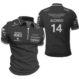 Cfx0 2023 Fashion F1 Men's Polo Formula One Team Aston Martin Spanish Racing Driver Fernando Alonso 14 Stroll 18 Zipper L9c9