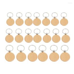 Keychains 20Pcs Blank Round Wooden Keychain DIY Key Tag Gift