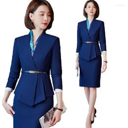 Two Piece Dress Skirt Suit Women Formal Uniform Styles Blazers Suits With Tops & For Ladies Office Work Wear Professional Spring