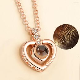 Chains 100 Languages I Love You Valentine's Day Present Memory Projection Necklace Exquisite Aesthetic For Women Collar