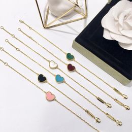 Link Bracelets Heart Bracelet Gemstone Agate Jewellery Luxury Golden Copper Plated Gold Jewel Wholesale For Women Ladies Birthday Gifts