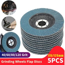 Finishing Products 5pcs Quality Flap Disc 115/125mm Sanding Abrasive pad 40/60/80/120 Grit Grinding Wheels For Angle Grinder Metal Polishing 230511