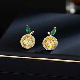 Stud SUYU Small Crowd Design Sense Simple Temperament Earrings Fashionable Sweet Fresh Cubic Inlaid Orange Lemon Earrings