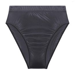 Underpants Men's Briefs Plus Size Glossy Oil Shiny Underwear Panties High Waist Solid Smooth Knickers Swimsuit Bottom Swimwear