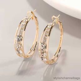 Stud Circle Crystal Hoop Drop Earrings Gold Silver Colour Geometric Hanging Dangle Earrings For Women Female New Fashion Jewellery