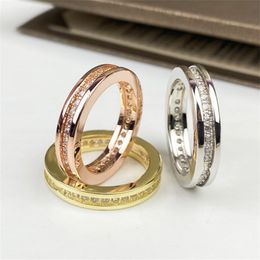 Women Designer Band Rings Luxury Golden Silver Rose Gold Letters Sparkling Diamond Ring Jewelry For Lovers Wedding Party Gifts With Box