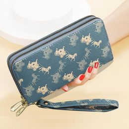 Wallets Women Double Zipper Coin Purse Card Holder Large Capacity Ladies Mobile Phone Bag Wristlet Clutch Wallet