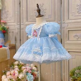 Girl Dresses Spanish Vintage Lolita Princess Ball Gown Lace Embroidery Design Birthday Party Sweet Cute For Girls Easter Eid A1481