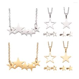 Necklace Earrings Set 4/6 Sets 304 Stainless Steel Heart & Star Pendant Stud For Valentine's Day Women Jewellery Making Supplies