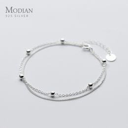Modian Fashion Simple Beads Line Chain Bracelets For Women 100% 925 Sterling Silver Classic Charm Bracelet S925 Silver Jewelry