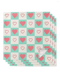 Table Napkin 4pcs Chequered Love Simple Square Napkins 50cm Party Wedding Decoration Cloth Kitchen Dinner Serving