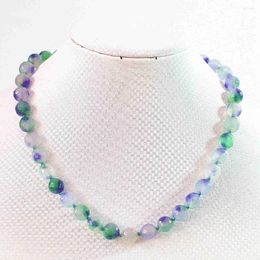 Chains Multicolor Violet Stone Chalcedony Jades 10mm Round Faceted Beads Diy Chain Necklace For Women Elegant Jewelry 18inch B635